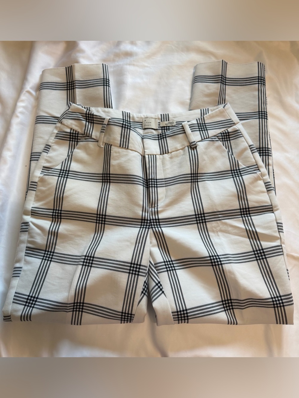 A New Day White & Black Plaid Straight-Leg Pants